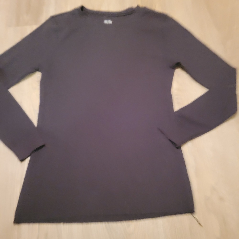 Fruit of the Loom Women Thermal Top XS Black Waffle Knit Long Sleeve Casual